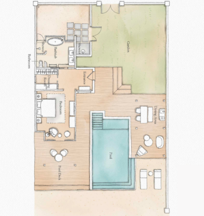 Six Senses Kanuhura Deluxe Beach Villa Suite with Pool Floor Plan