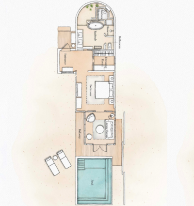 Six Senses Kanuhura Deluxe Beach Villa with Pool Floor Plan