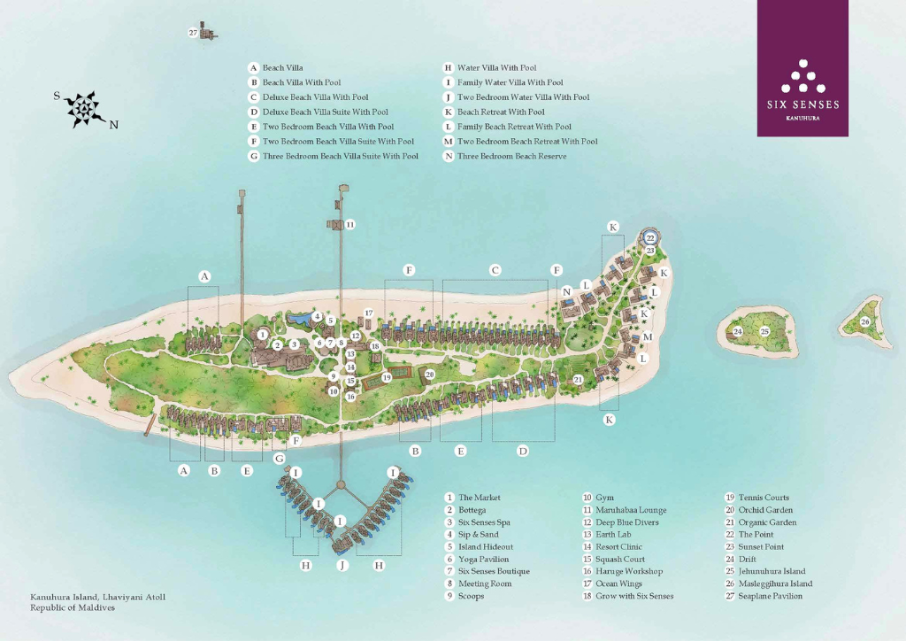 Six Senses Kanuhura Resort Map