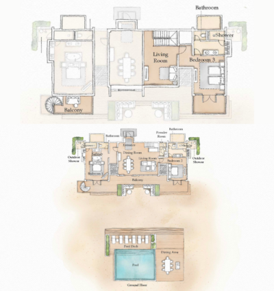 Six Senses Kanuhura Three Bedroom Beach Reserve Floor Plan