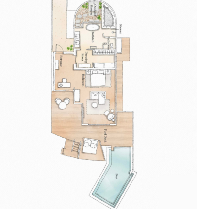 Six Senses Kanuhura Water Villa with Pool Floor Plan