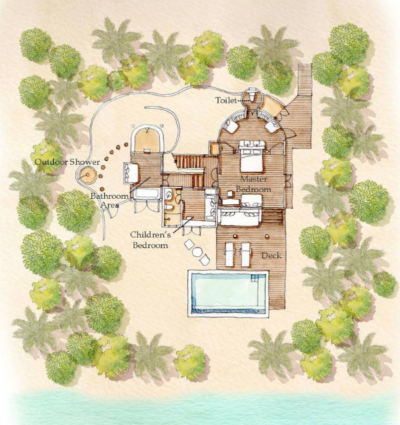 Six Senses Laamu Family Beach Villa with Pool Floor Plan