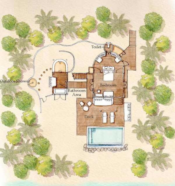 Six Senses Laamu Lagoon Beach Villa with Pool Floor Plan