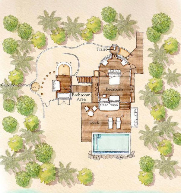 Six Senses Laamu Ocean Beach Villa with Pool Floor Plan