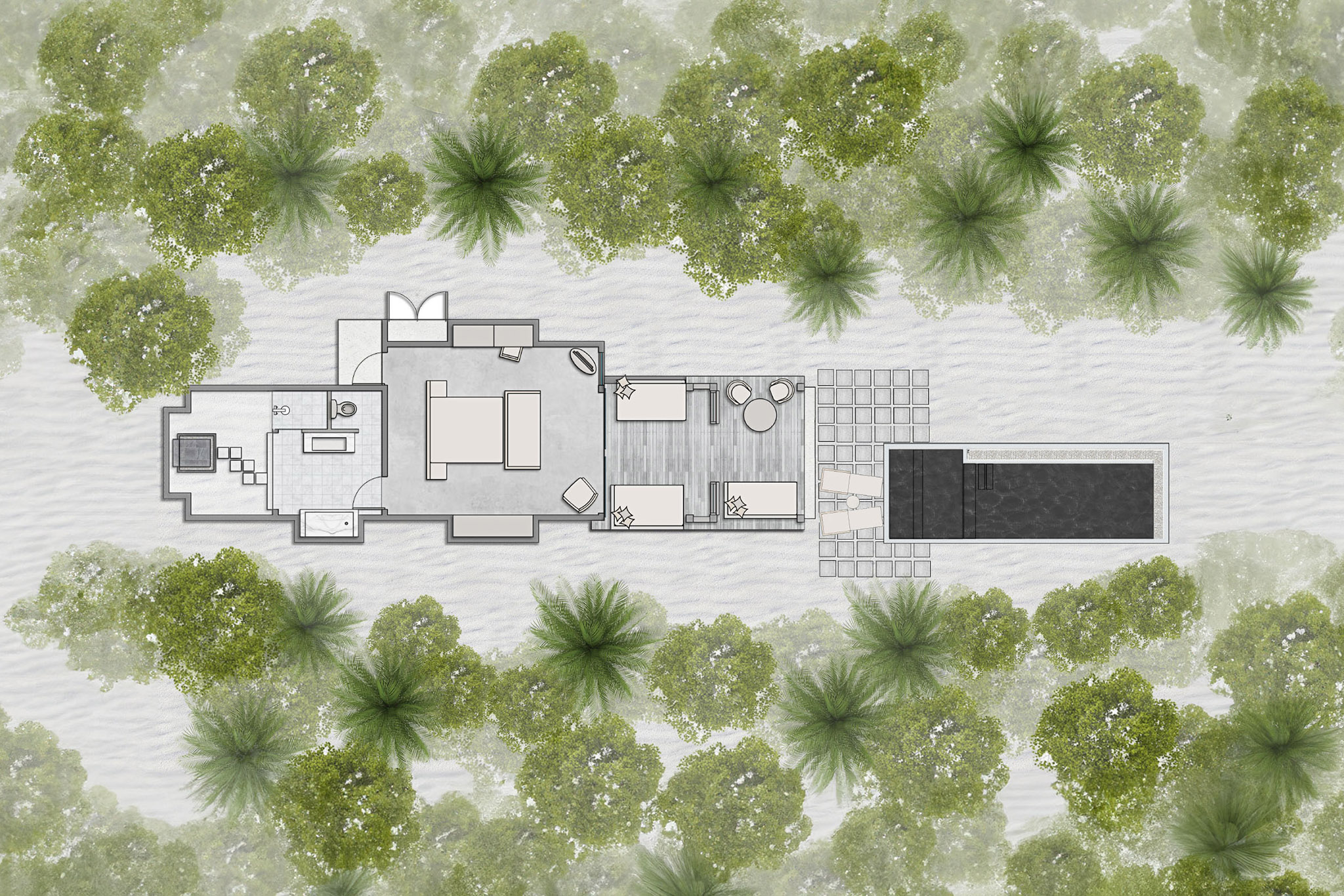 Siyam World Maldives – Beach Suite with Pool – Floor Plan Siyam World Maldives - Beach Suite with Pool - Floor Plan