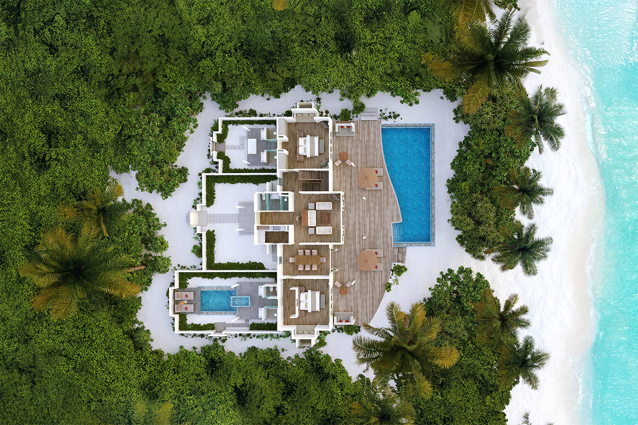 Siyam World Maldives – Four Bedroom Beach Residence with Pool – Floor Plan Siyam World Maldives - Four Bedroom Beach Residence with Pool - Floor Plan