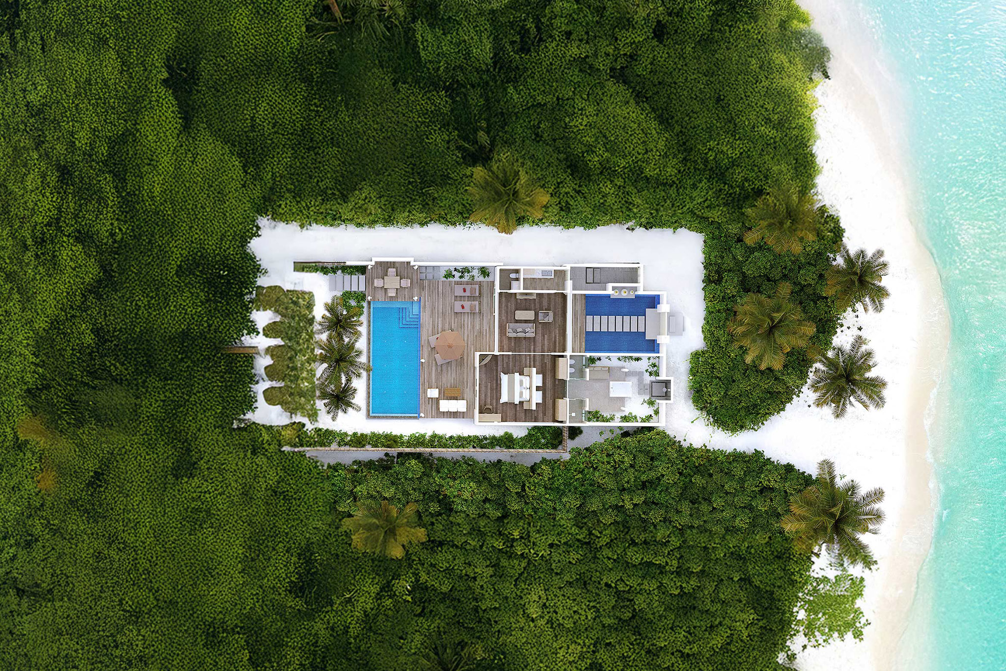 Siyam World Maldives – Grand Beach Residence with Pool – Floor Plan Siyam World Maldives - Grand Beach Residence with Pool - Floor Plan