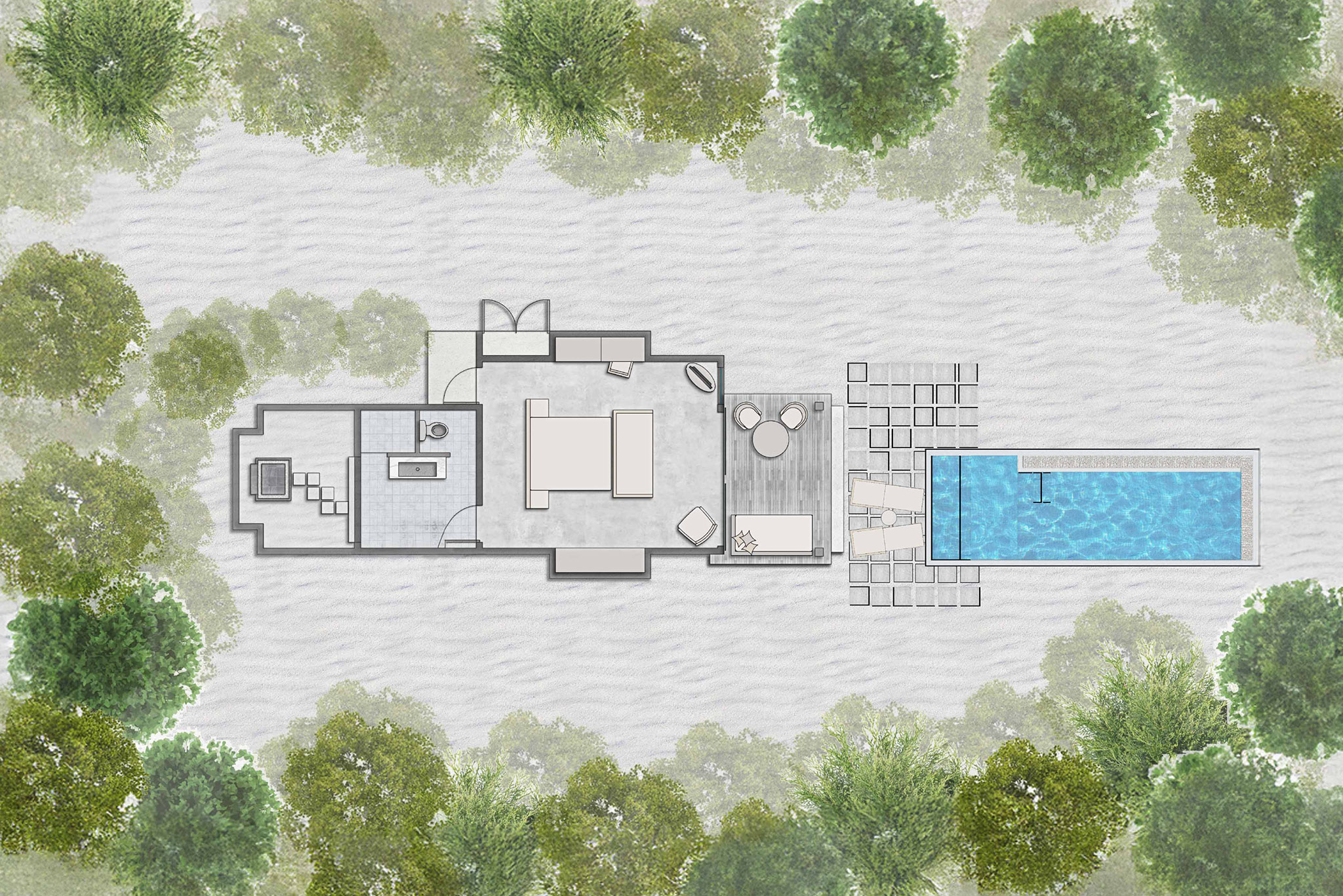 Siyam World Maldives – Pool Beach Villa – Floor Plan Siyam World Maldives - Pool Beach Villa - Floor Plan