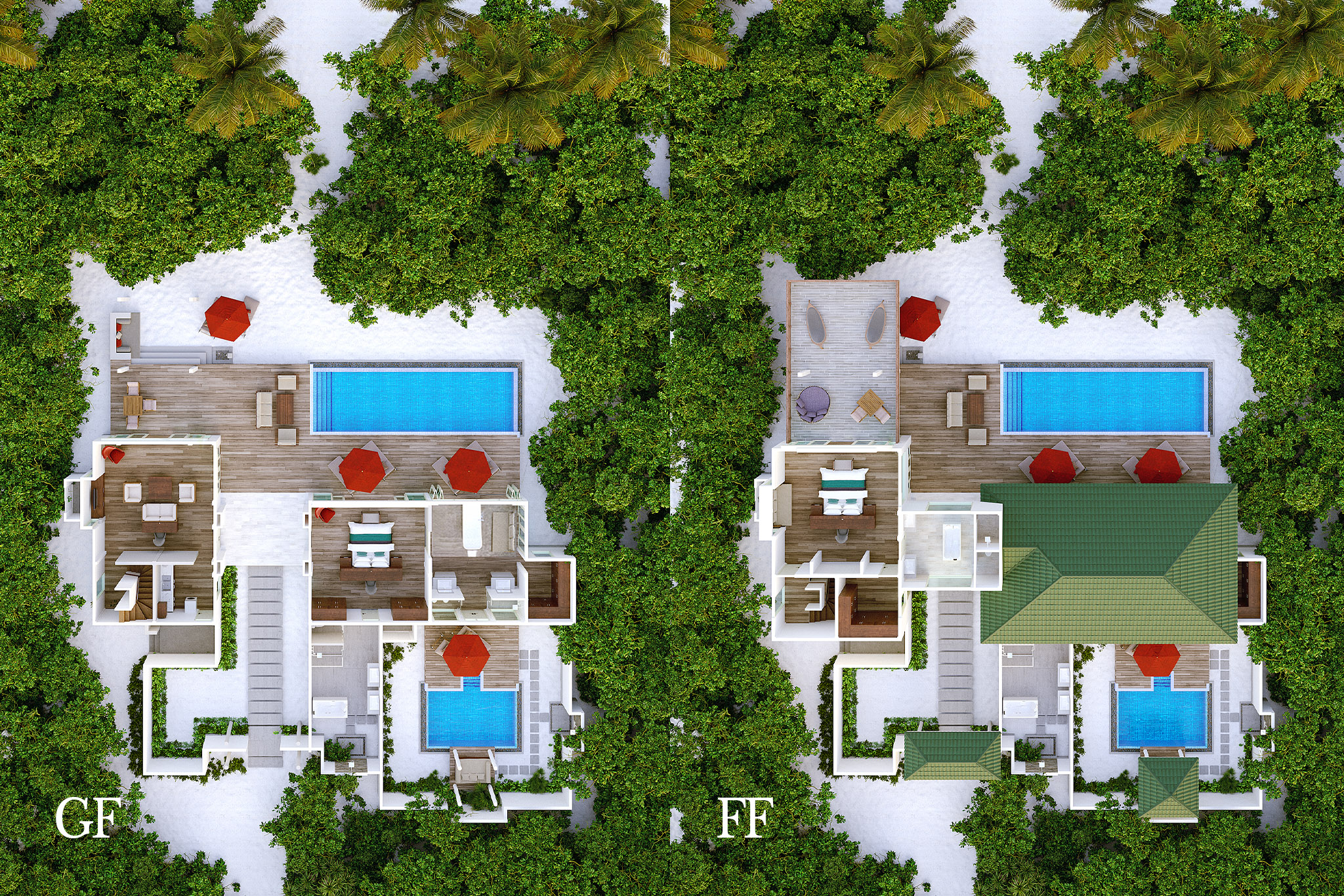 Siyam World Maldives – Two Bedroom Beach Residence – Floor Plan Siyam World Maldives - Two Bedroom Beach Residence - Floor Plan