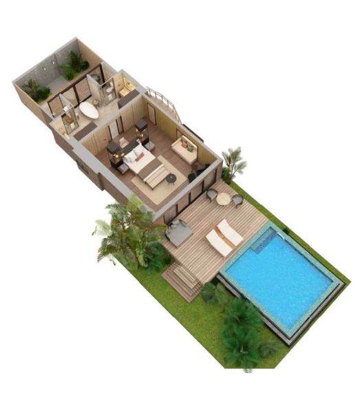 The St. Regis Maldives Vommuli Resort Garden Villas with Pool Floor Plan