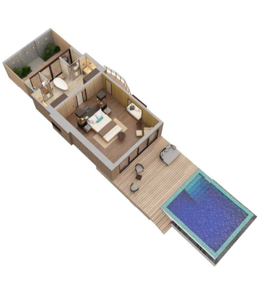 The St. Regis Maldives Vommuli Resort Beach Villas with Pool Floor Plan