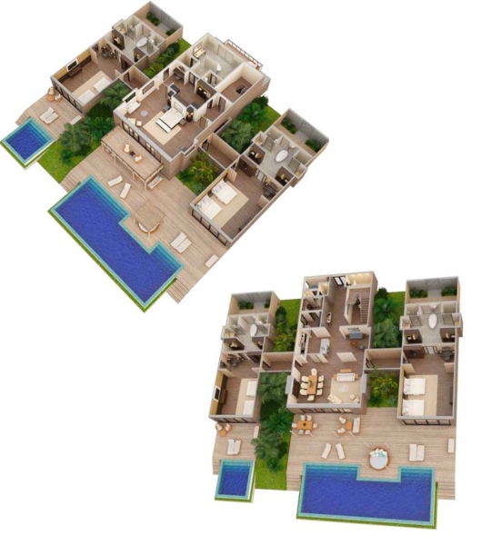 The St. Regis Maldives Vommuli Resort Three Bedroom Caroline Astor Estate with Pool Floor Plan