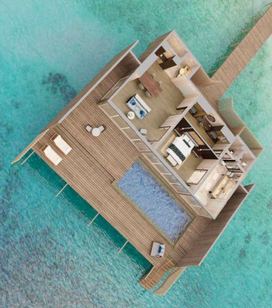 The St. Regis Maldives Vommuli Resort Lagoon Overwater St.Regis Suites with Pool Floor Plan