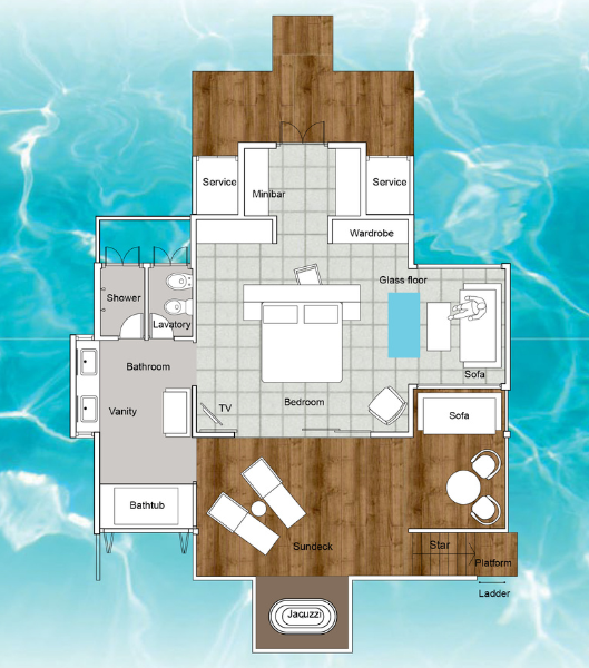 Sun Siyam Iru Fushi Sunset Horizon Water Villas Floor plan