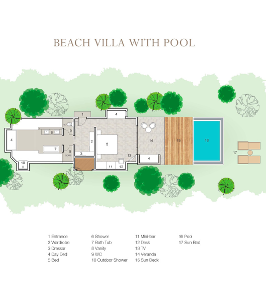 Sun Siyam Iru Veli Beach Villa with Pool Floor Plan