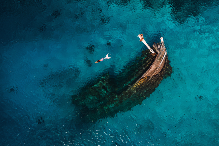 Sun Siyam Iru Veli Shipwreck Mermaid aerial