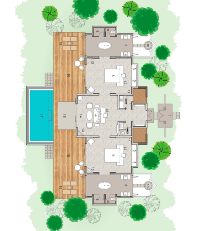 Sun Siyam Iru Veli Two Bedroom Beach Residence with Pool Floor Plan