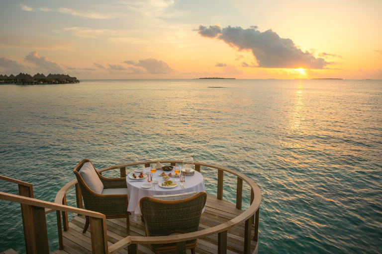 The Nautilus Maldives Dining Sunset view