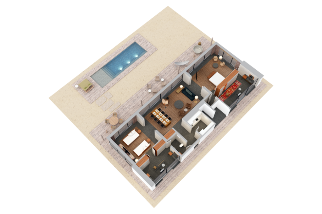 Two Bedroom Beach Pool Villa Floor Plan