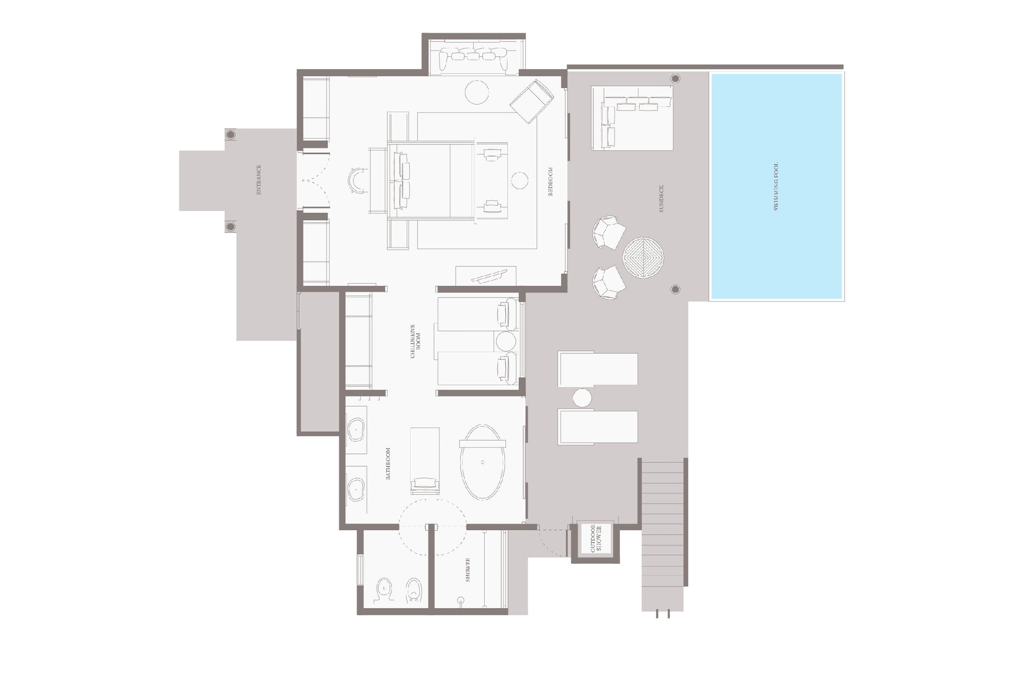 Vakkaru Maldives – Overwater Pool Villa – Floor Plan Vakkaru Maldives - Overwater Pool Villa - Floor Plan