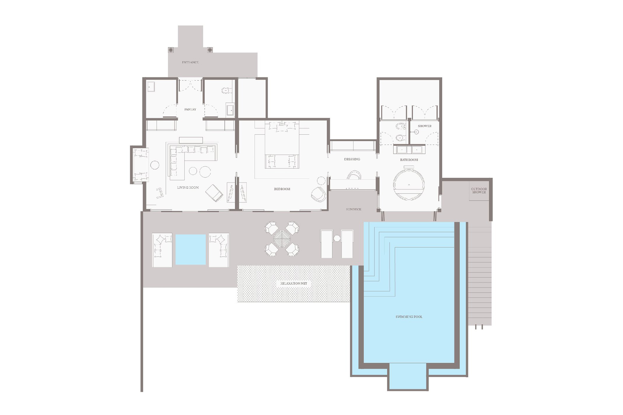Vakkaru Maldives – One Bedroom Overwater Pool Residence – Floor Plan Vakkaru Maldives - One Bedroom Overwater Pool Residence - Floor Plan