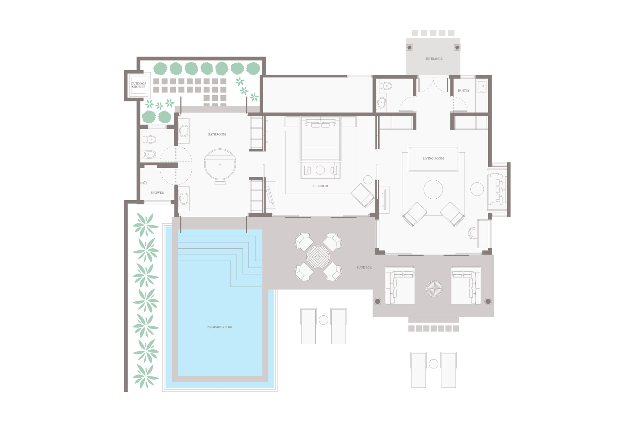 Vakkaru Maldives – One Bedroom Deluxe Beach Pool Residence – Floor Plan Vakkaru Maldives - One Bedroom Deluxe Beach Pool Residence - Floor Plan