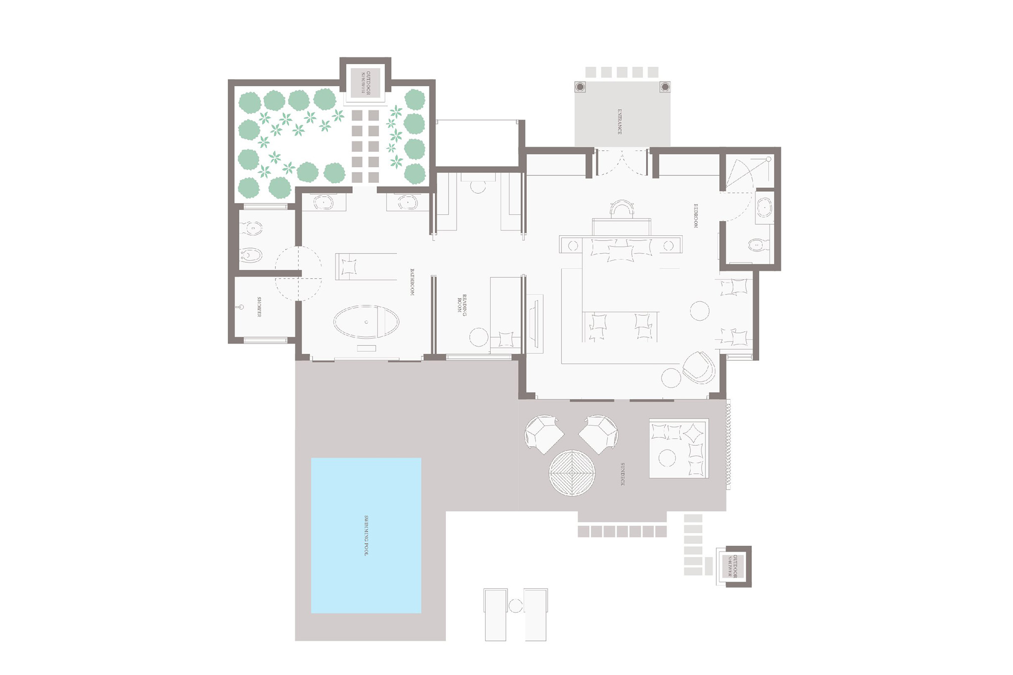 Vakkaru Maldives – Beach Pool Villa – Floor Plan Vakkaru Maldives - Beach Pool Villa - Floor Plan
