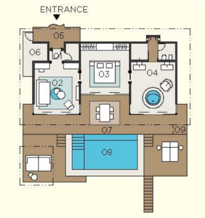 Velaa Private Island Sunset Deluxe Water Pool Villas Floor Plan