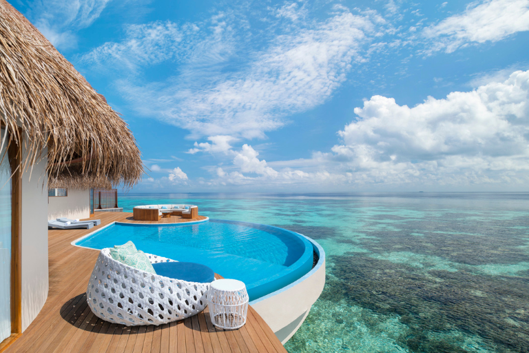 W Maldives Water villa with pool outdoor deck