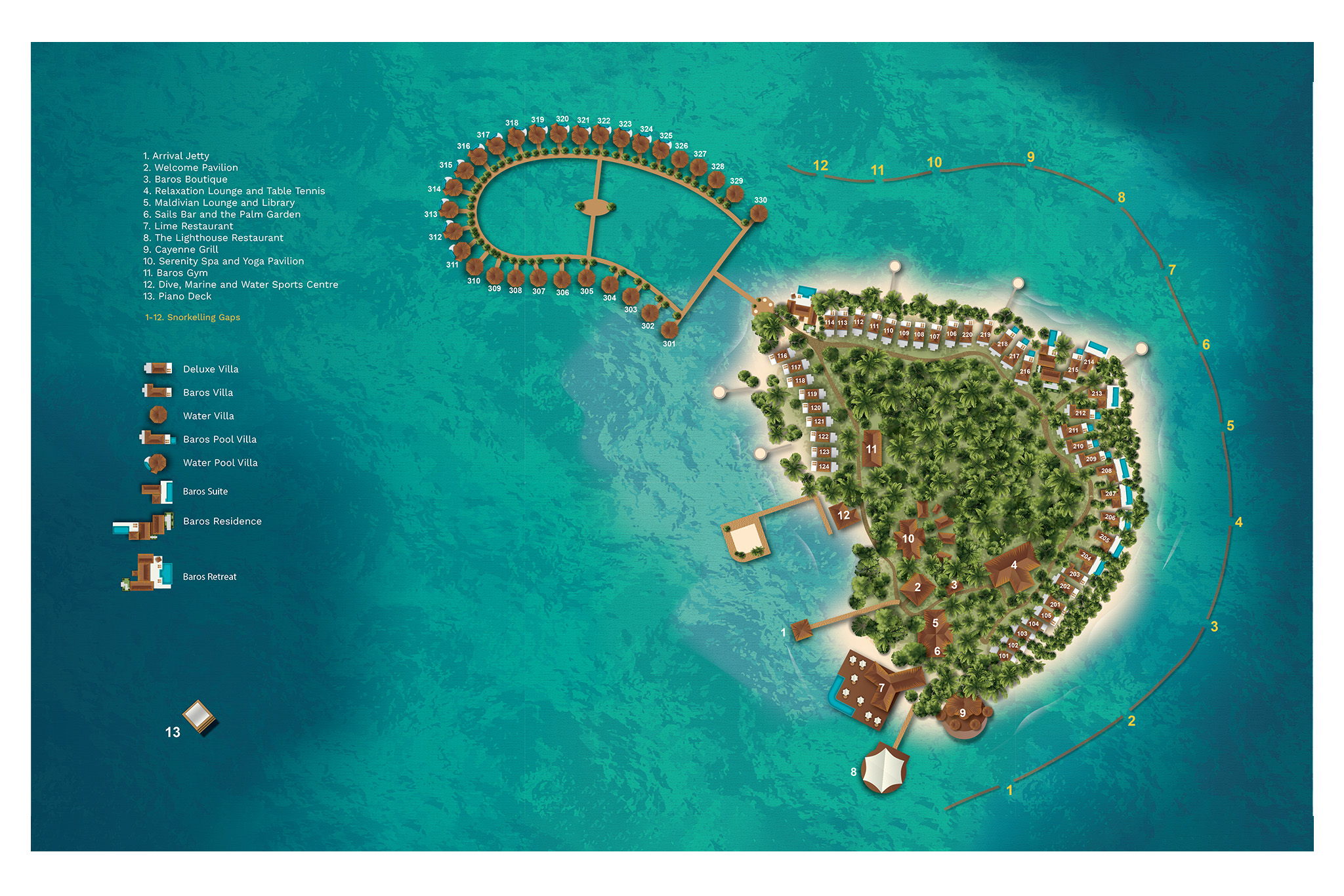 Baros Maldives – Island Map Baros Maldives aerial