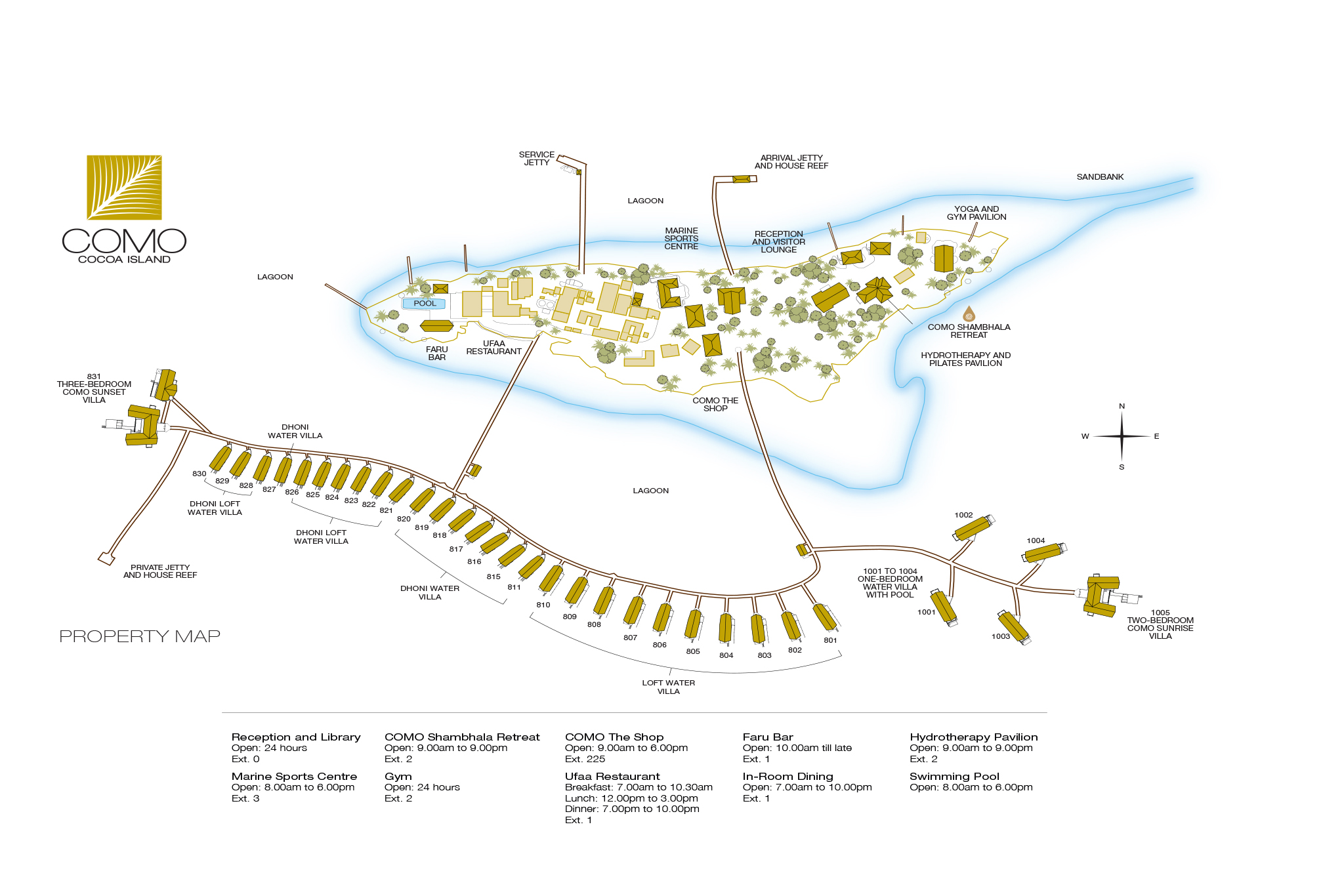 COMO Cocoa Island Resort Map