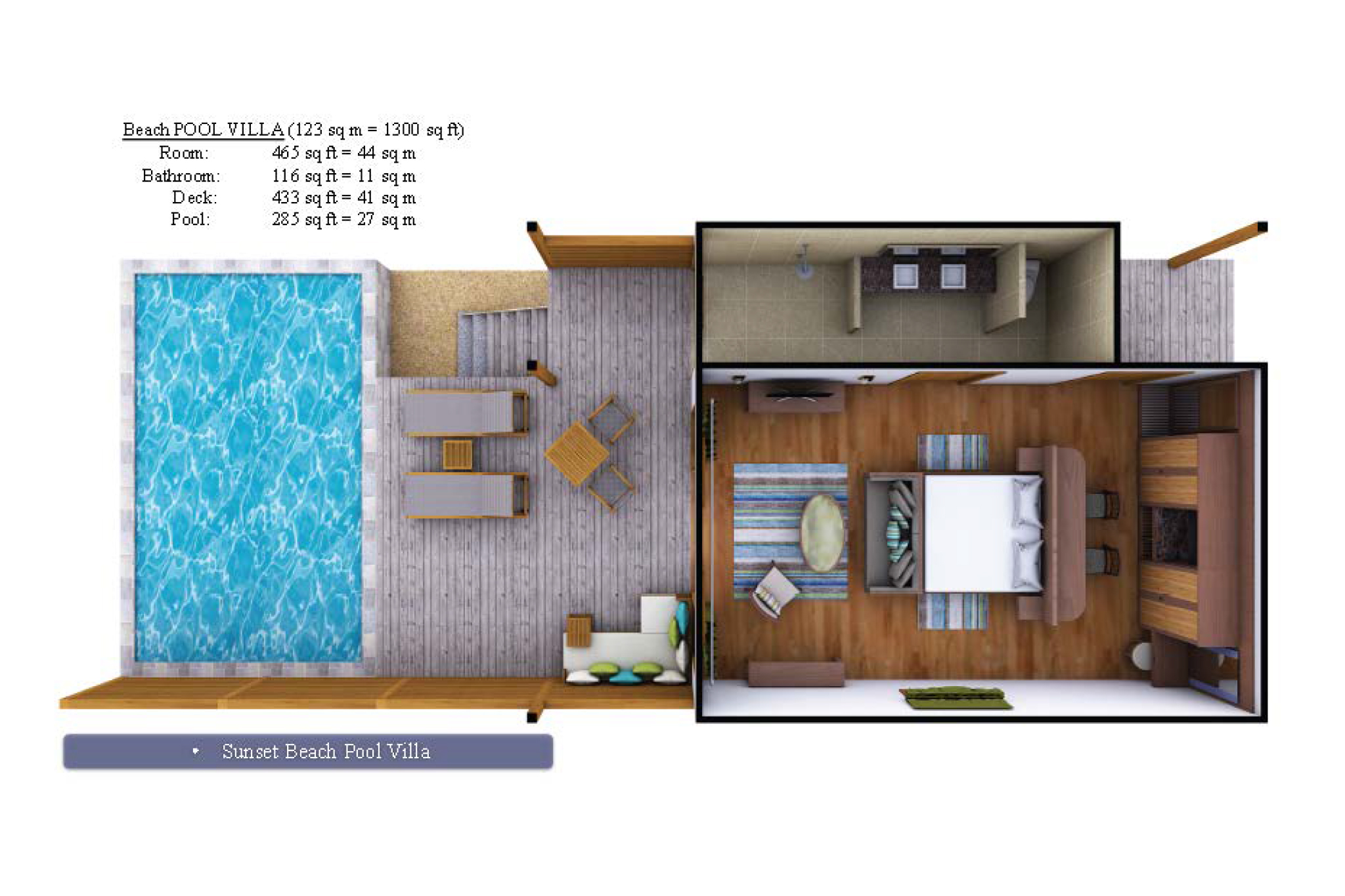 Hurawalhi Island Resort - Beach Pool Villa Floor Plan