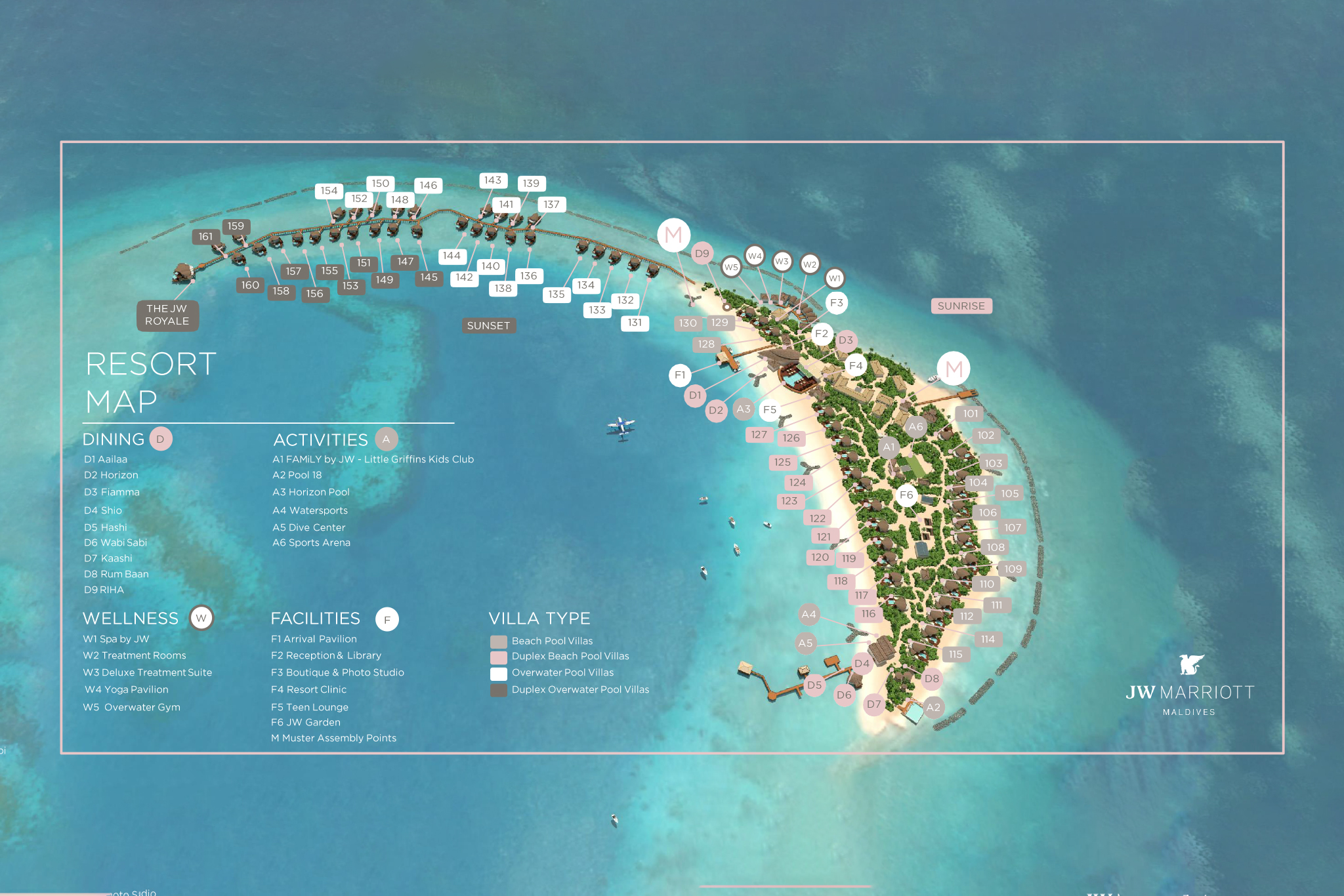JW Marriott Maldives - Resort Map