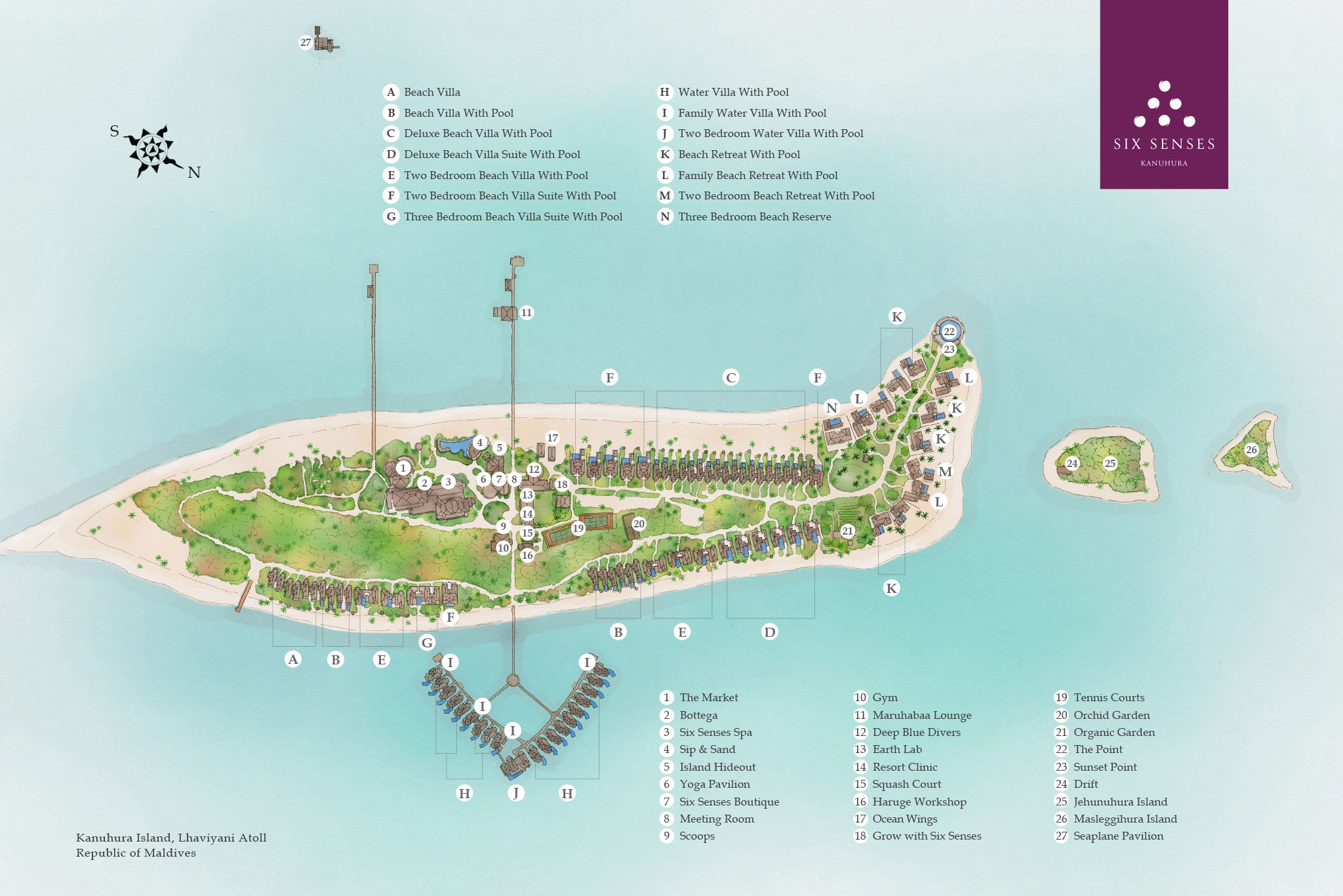 Six Senses Kanuhura Resort Map
