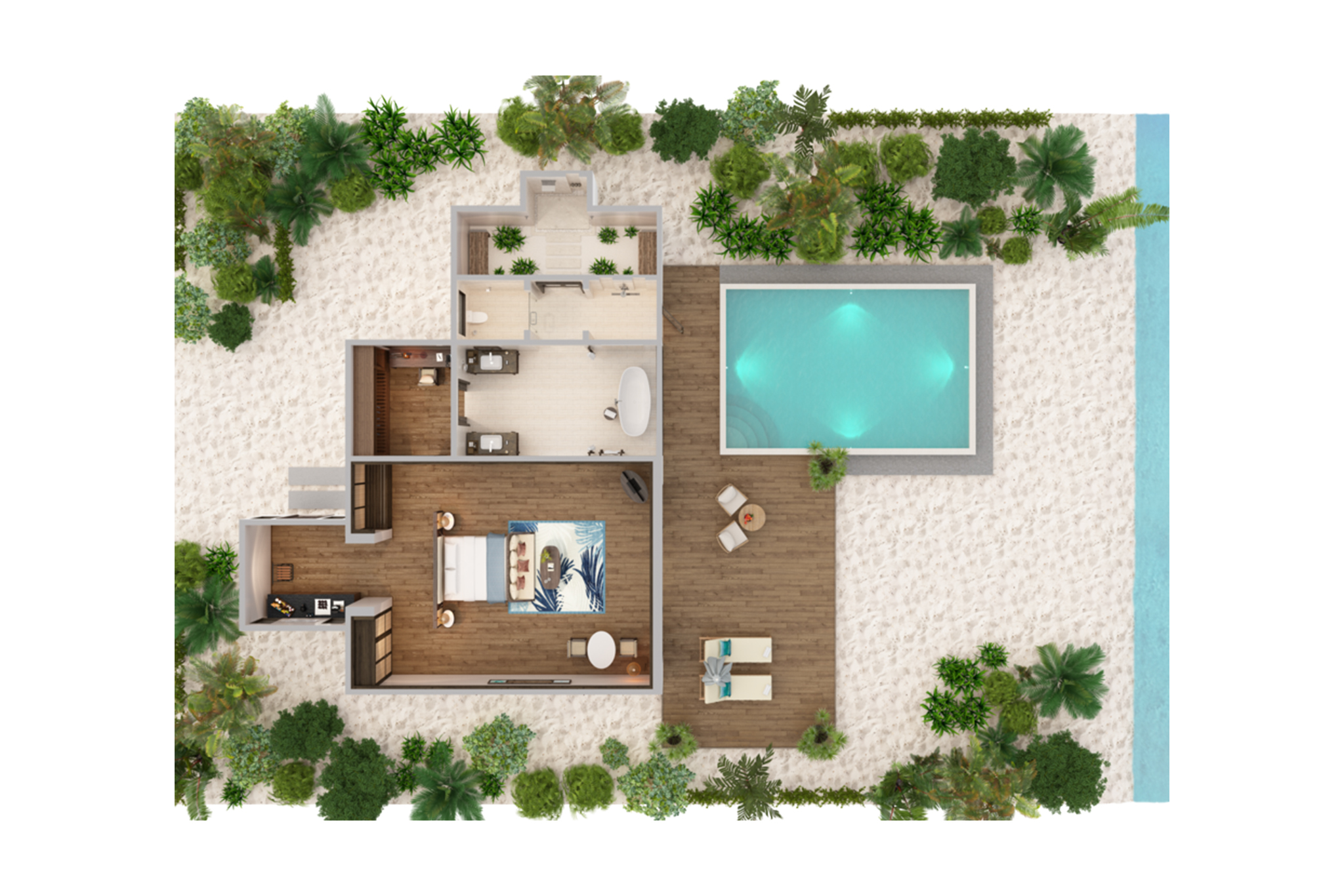 Anantara Dhigu Maldives pool aerial