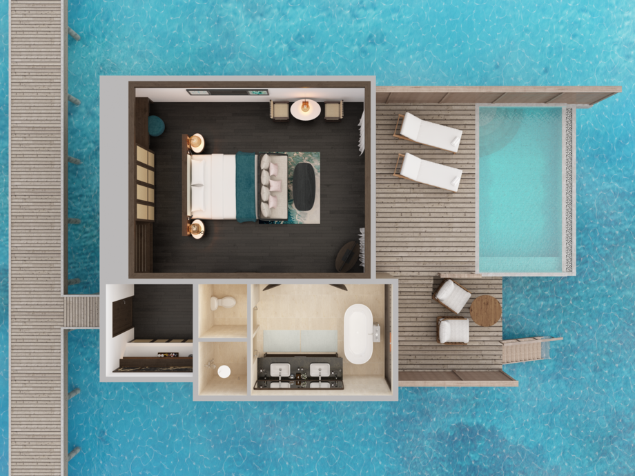 Anantara Dhigu Maldives Sunset Beach Pool Villas Floor Plan